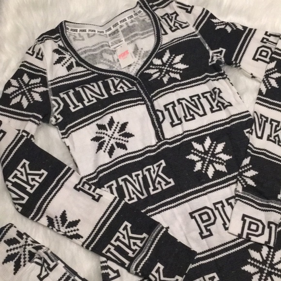 VS Pink Fair Isle Long John Thermal Onesie - Picture 2 of 3